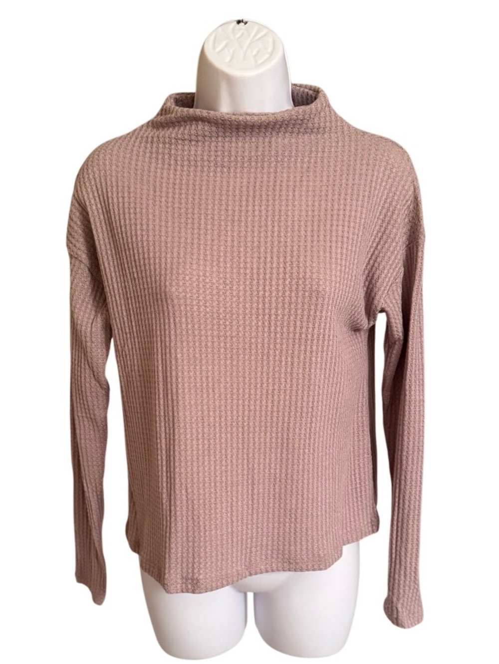 NWT Anthropologie Sunday in Brooklyn Waffle Knit Mock Neck Top Rose Pink XS